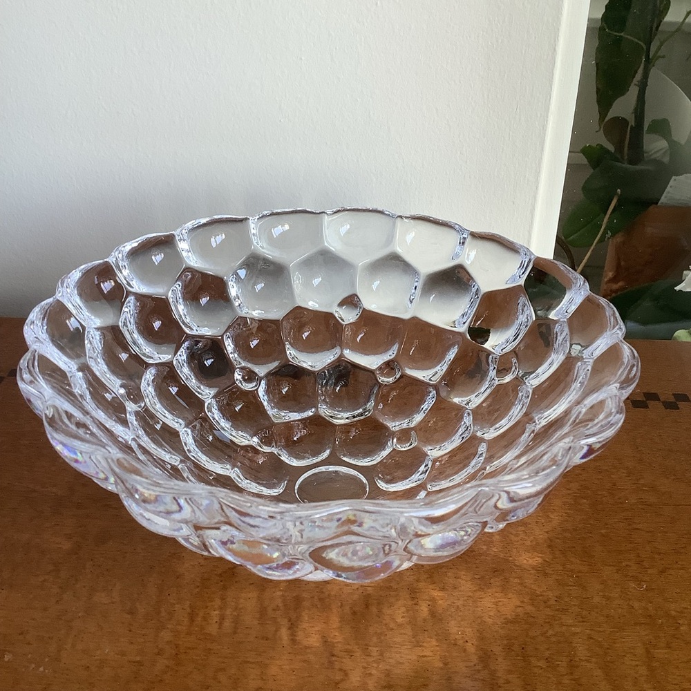 Orrefors Raspberry Crystal Glass Bowl